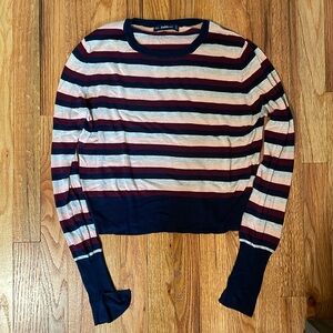 Zara Striped Crew Neck Sweater - Navy, Red, Cream